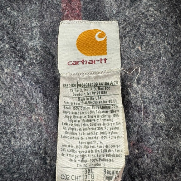 Carhartt C02 CHT‎ Brown Button Up Jacket Size 3XL XXXL Chore Coat Blanket Lined - Picture 3 of 6